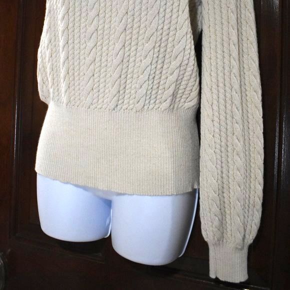 Parentezi One-Sleeve Cable Knit Sweater Small Off White Baby Alpaca Off-Shoulder - Picture 4 of 14